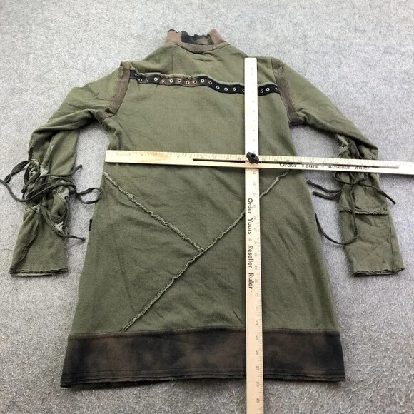 Salvage Jacket Womens Medium Green Biker Full Zip Studded Graphic Grunge Goth - Picture 8 of 10